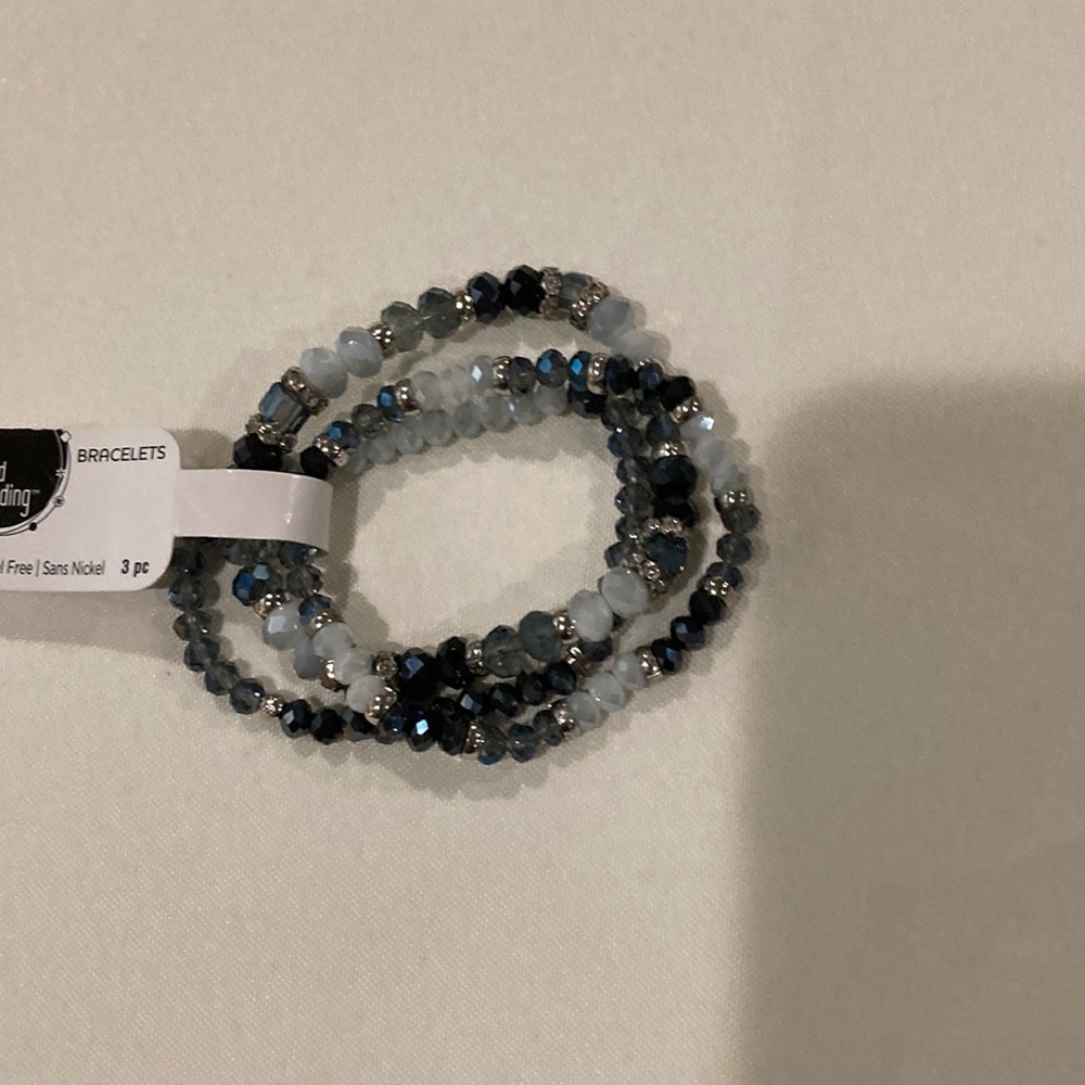 Elegant Blue Beaded Bracelet Set